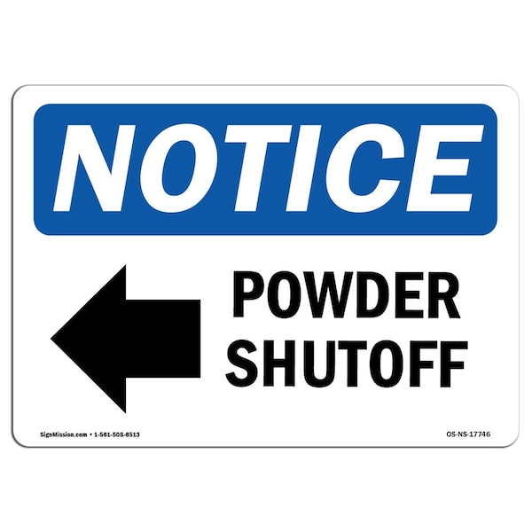Safety Sign, OSHA Notice, 12" Height, Power Shutoff (Left Arrow) Sign With Symbol, Landscape